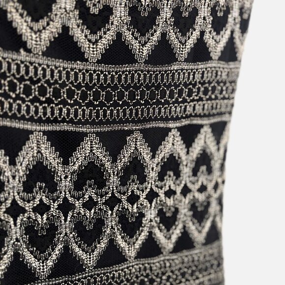 Y2K Vintage CEDUXION Black & Silver Heart Pattern Bodycon Dress - Juniors Medium - Picture 3 of 10